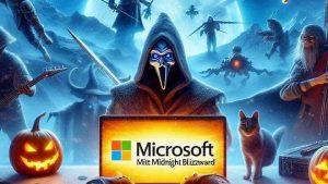 Microsoft ringt mit Midnight Blizzard Cyberattacke Eine detaillierte Analyse featuring elements of mentioned games and a scene befitting of the topic of the title. Bild 4 von 4